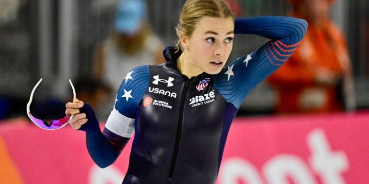 American Greta Myers makes Olympic debut in speedskating