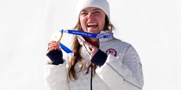 Breezy Johnson won the Olympic downhill, then broke her gold medal