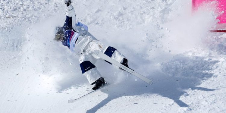Watch: Olympic skier, skater somehow cross finish line backwards