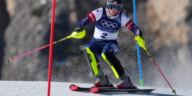 USA’s Paula Moltzan overcomes rough first run for top-10 in Olympic slalom
