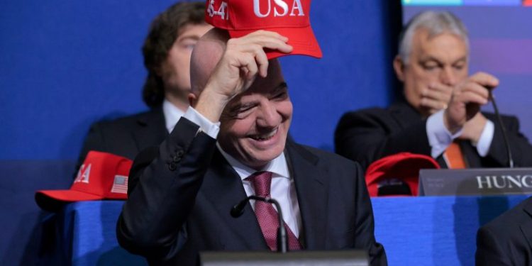 FIFA boss wears MAGA-style hat at Trump’s Board of Peace meeting