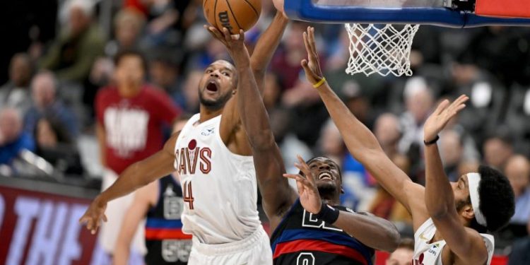 Pistons rally to beat Cavaliers in OT in game interrupted by horn malfunction